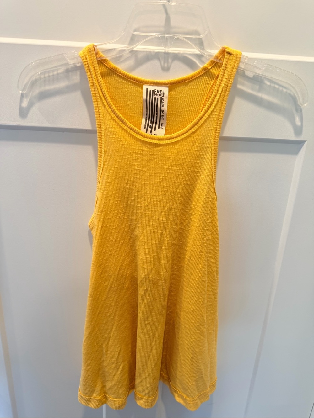 Free People Mustard Yellow Ribbed Tank Top XS Boho Scoop Neck